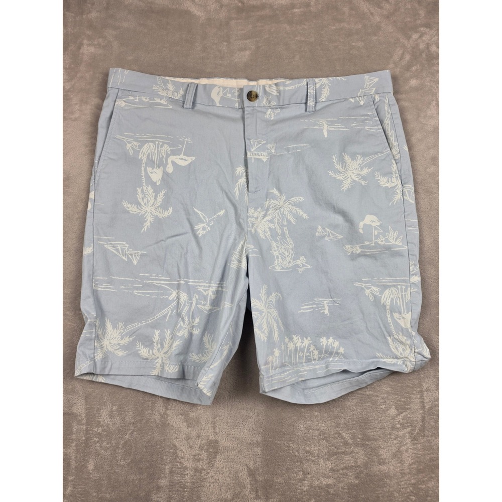 Old Navy‎ Ultimate Slim Shorts Mens 40 Blue Tropical Palm Tree Built-In Flex